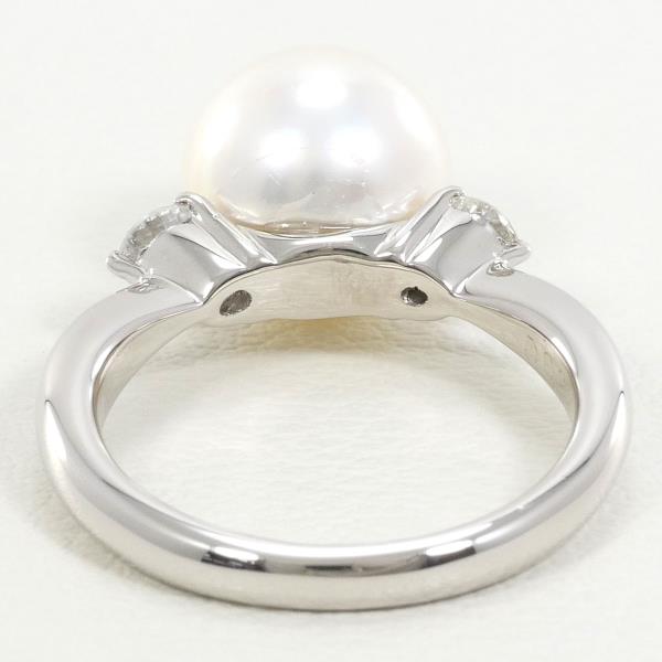 PT900 Platinum Pearl Ring with Diamond in Excellent Condition