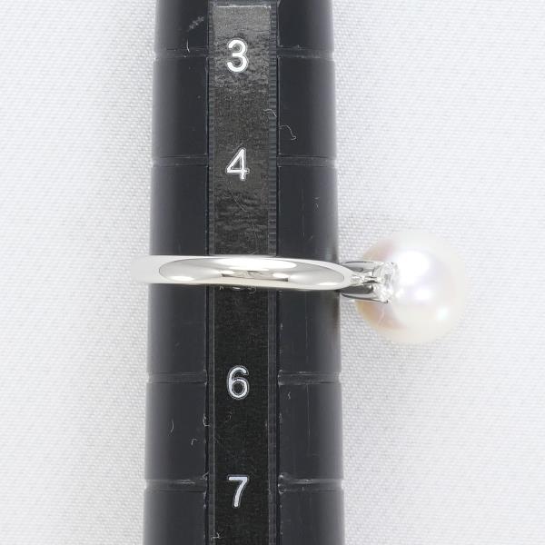 PT900 Platinum Pearl Ring with Diamond