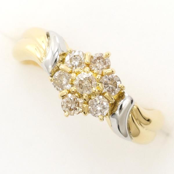 PT900 Platinum K18 Yellow Gold Brown Diamond Ring