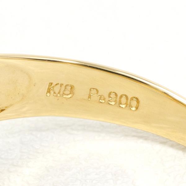 PT900 Platinum K18 Yellow Gold Diamond Ring 15号 in Excellent Condition