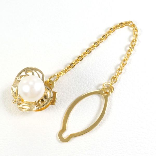 K18 Yellow Gold Alloy Pearl Pin Brooch