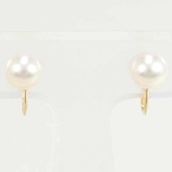 K18 Yellow Gold Pearl Earrings in Excellent Condition