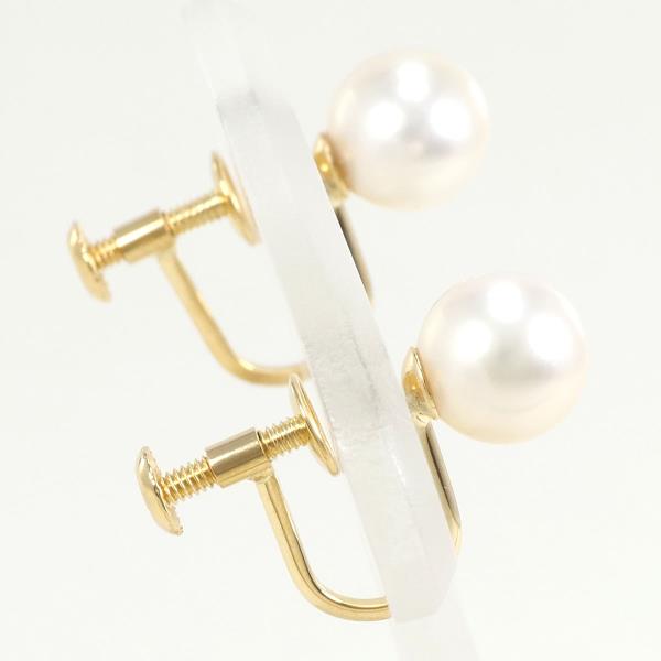 K18 Yellow Gold Pearl Earrings in Excellent Condition