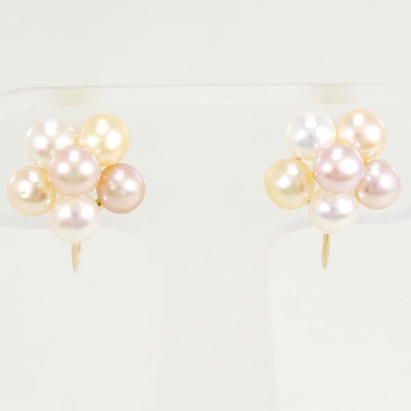 K18 Yellow Gold Pearl Earrings in Excellent Condition