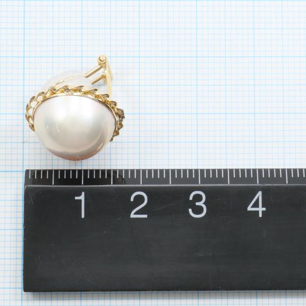 K18 Yellow Gold Earrings with Mabe Pearl, 6.4g in Excellent Condition