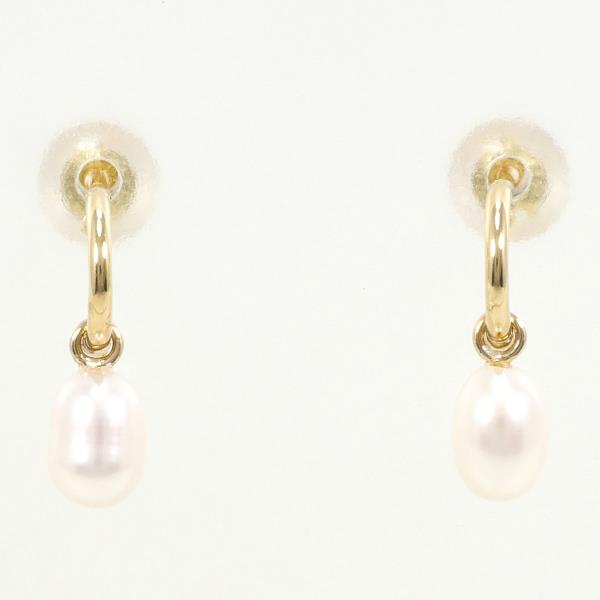 K18 Yellow Gold Pearl Earrings in Great Condition