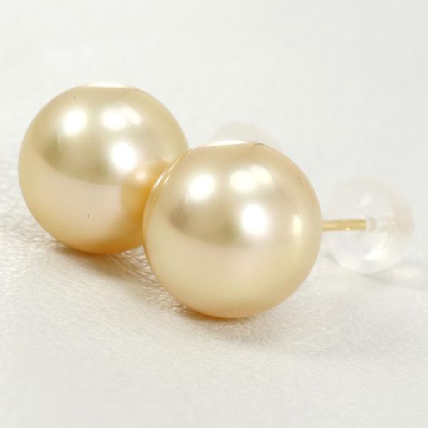 K18 Yellow Gold Imitation Pearl Earrings in Great Condition