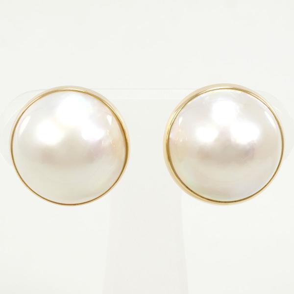 K18 Yellow Gold Pearl Earrings in Excellent Condition