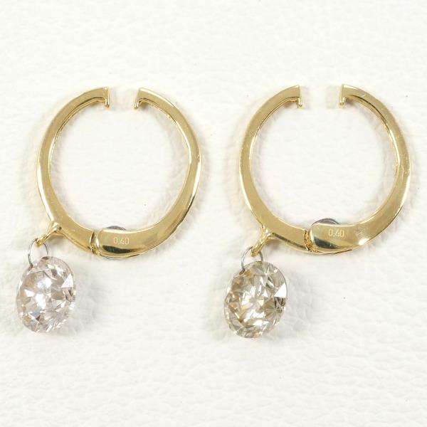 K18 Yellow Gold Diamond Earrings 0.40×2 VS1-SI1 in Great Condition