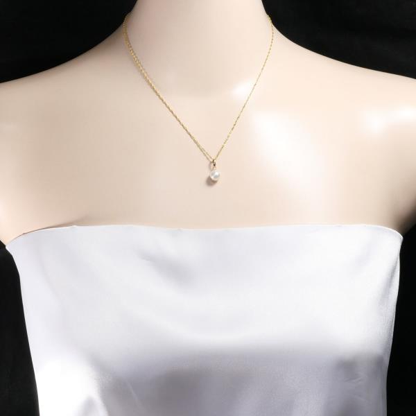 K18 Yellow Gold Pearl Necklace in Excellent Condition