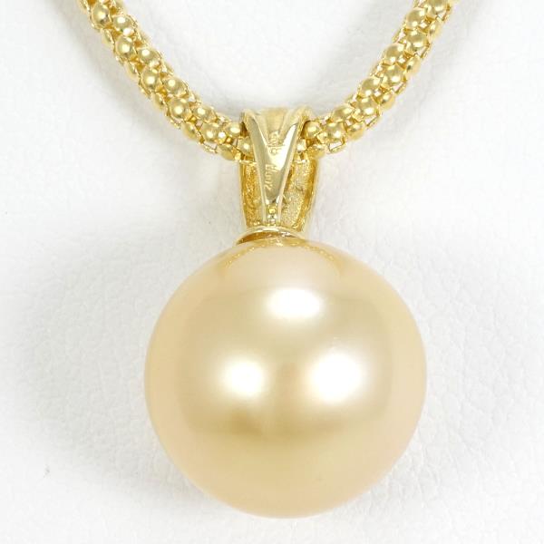 K18 Yellow Gold Pearl Necklace with Diamond in Excellent Condition