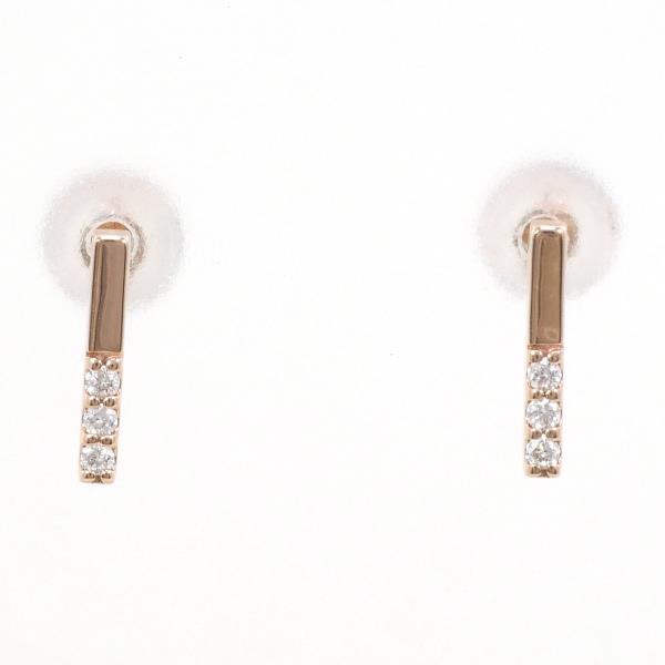 K10 Pink Gold Diamond Earrings in Great Condition