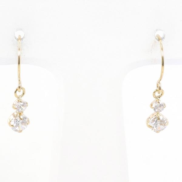 K10 Yellow Gold Zirconia Earrings in Great Condition