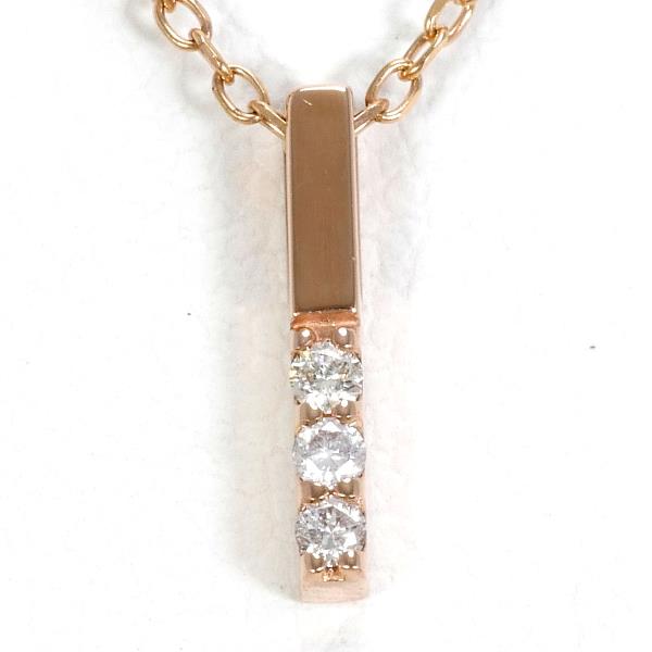 K10 Pink Gold Diamond Necklace in Excellent Condition