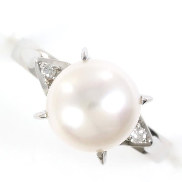 PT900 Platinum Pearl Ring Size 10 in Excellent Condition