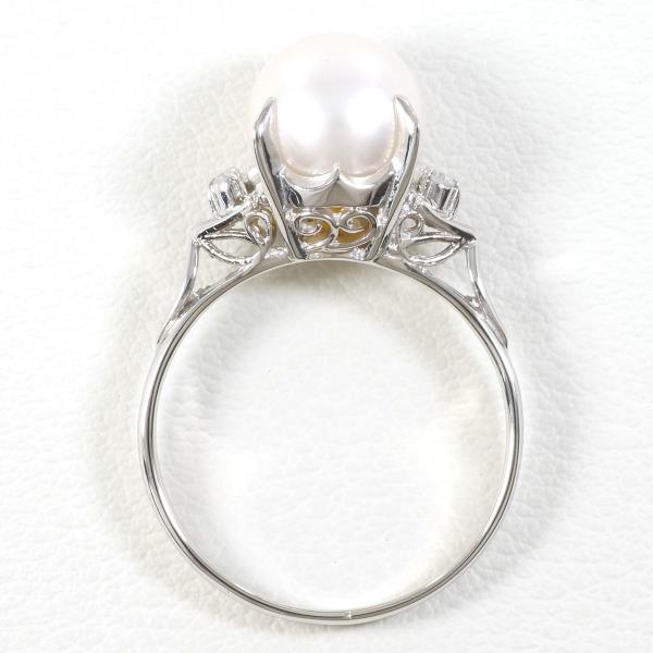 PT900 Platinum Pearl Ring Size 10 in Excellent Condition