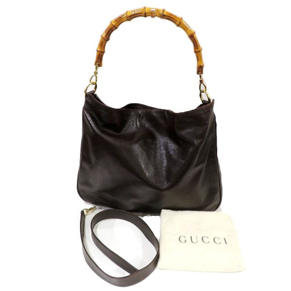 Gucci Bamboo 2Way Leather Handbag in Good Condition