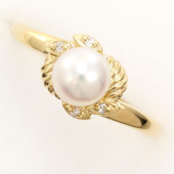 K18 Yellow Gold Pearl Ring with Diamond