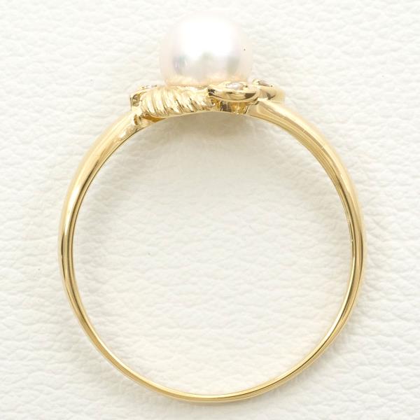 K18 Yellow Gold Ring with 6mm Pearl and Diamond