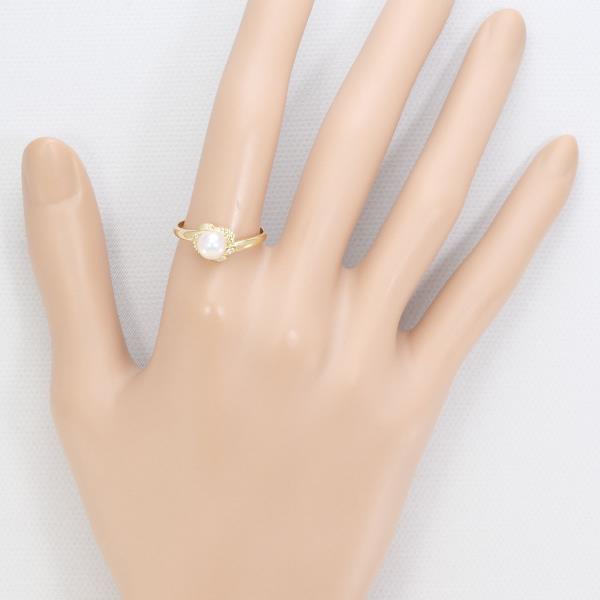 K18 Yellow Gold Pearl Ring with Diamond