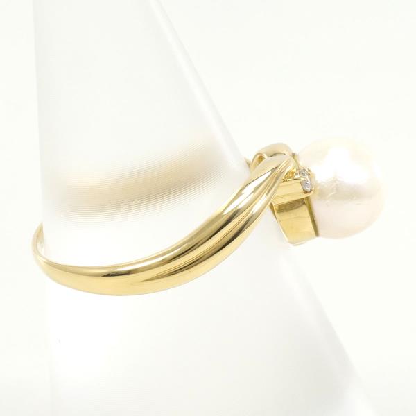 K18 Yellow Gold Pearl Ring with Diamond