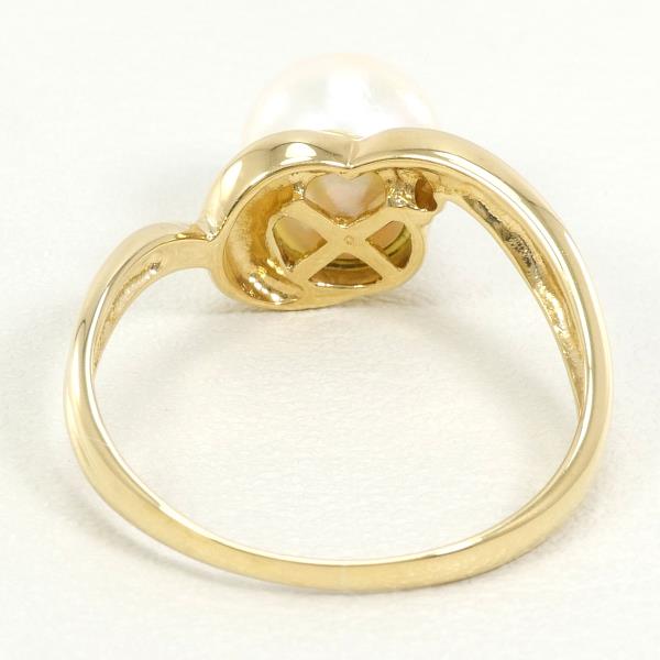 K18 Yellow Gold Pearl Ring with Diamond