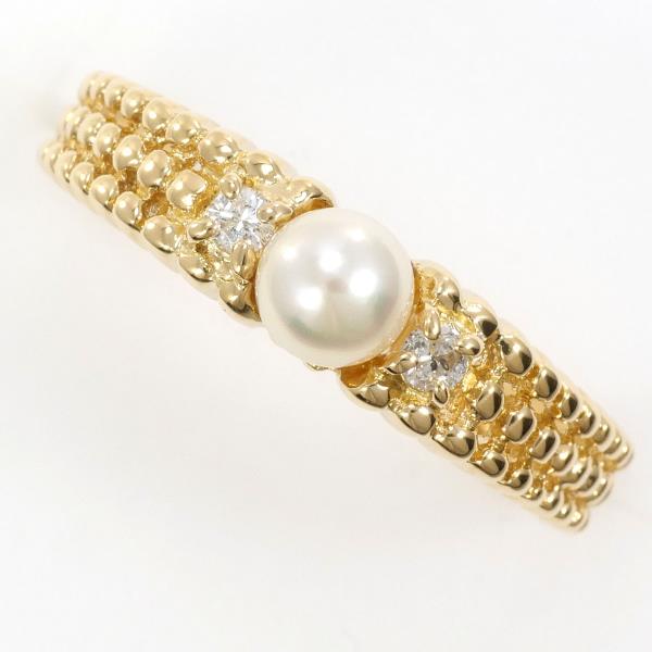 K18 Yellow Gold Pearl Diamond Ring