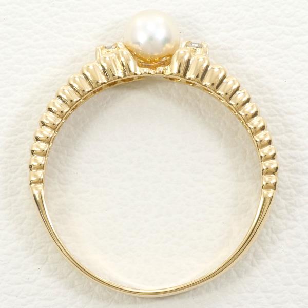 K18 Yellow Gold Pearl Diamond Ring