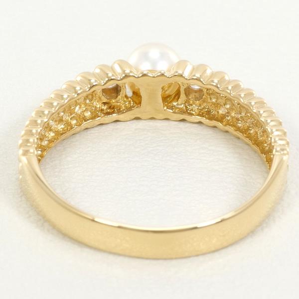 K18 Yellow Gold Pearl Diamond Ring