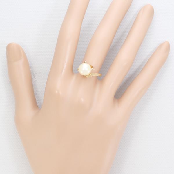 K18 Yellow Gold Pearl Ring 9.5 in Excellent Condition