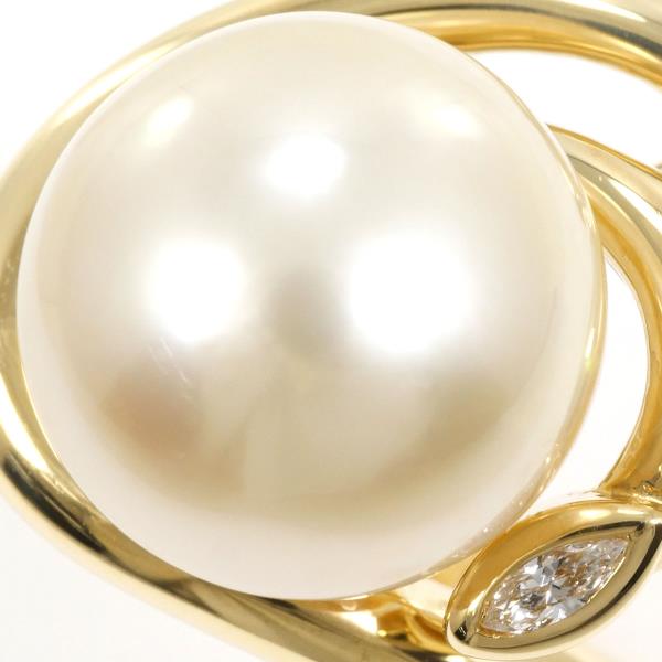 K18 Yellow Gold Ring with South Sea Pearl and Diamond in Excellent Condition