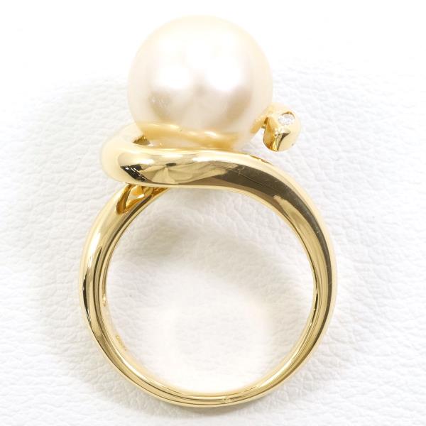 K18 Yellow Gold Pearl Ring 9.5 in Pristine Condition