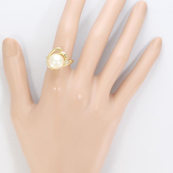 K18 Yellow Gold Pearl Ring 9.5 in Pristine Condition