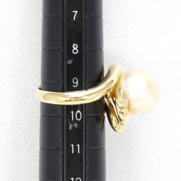 K18 Yellow Gold Ring with South Sea Pearl and Diamond in Excellent Condition