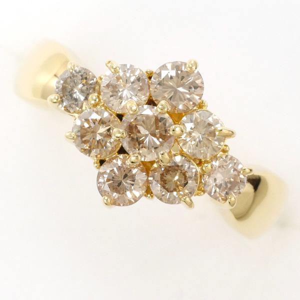 K18 Yellow Gold Ring with Brown Diamond in Excellent Condition