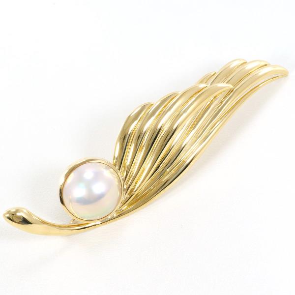 K18 Yellow Gold Pearl Brooch in Pristine Condition