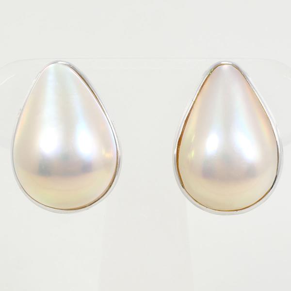 K14 White Gold Mabe Pearl Earrings