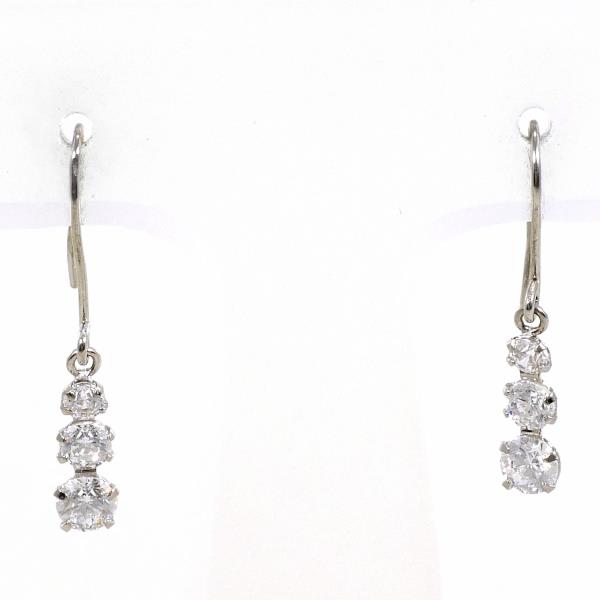 K10 White Gold Zirconia Earrings in Great Condition