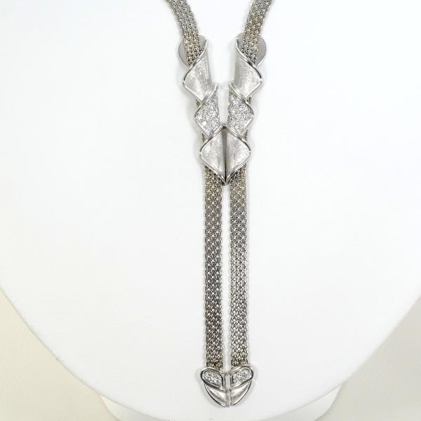 PT900 K18WG Platinum White Gold Diamond Necklace in Excellent Condition