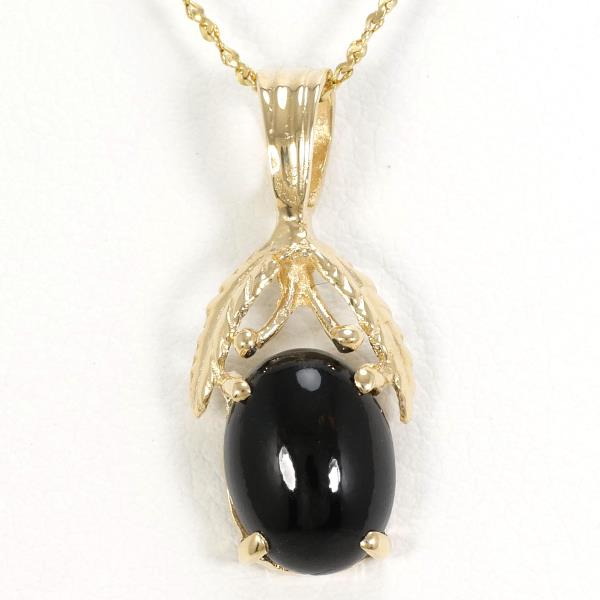 14K Yellow Gold Onyx Necklace in Pristine Condition