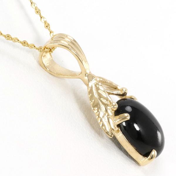 14K Yellow Gold Onyx Necklace in Pristine Condition