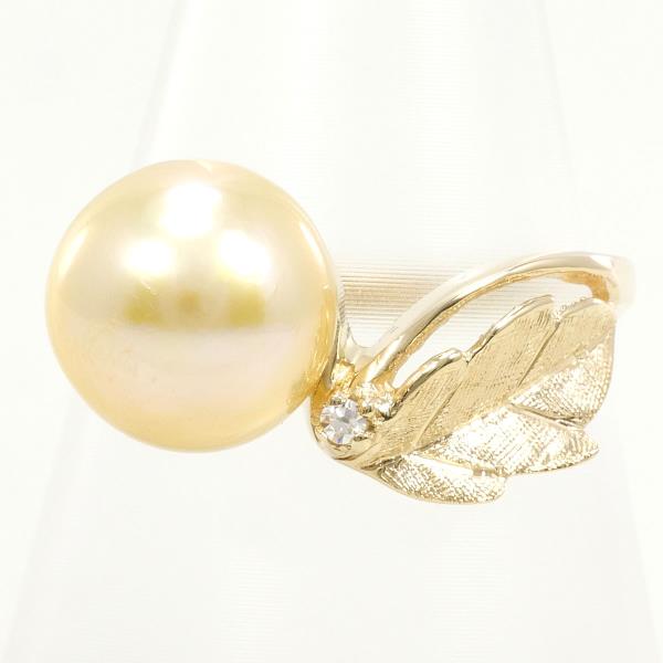 14K Yellow Gold Pearl Ring with Diamond