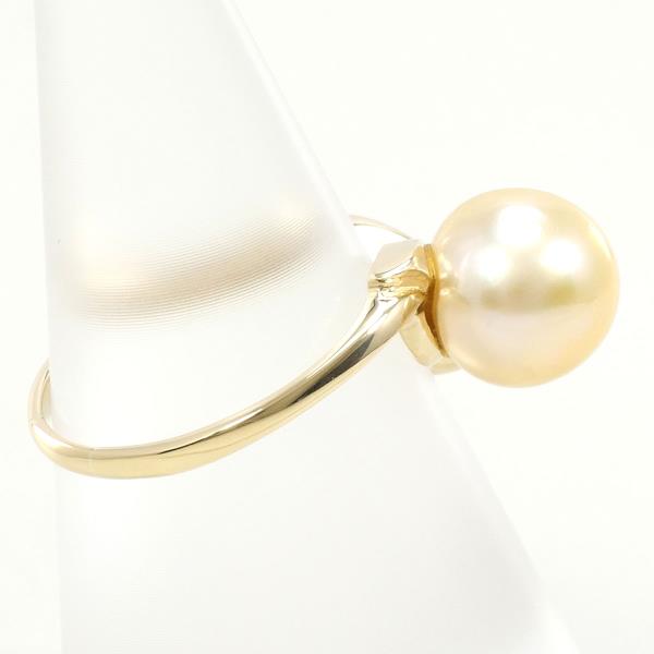 14K Yellow Gold Pearl Ring with Diamond in Excellent Condition