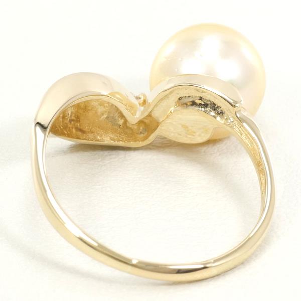 14K Yellow Gold Pearl Ring with Diamond in Excellent Condition