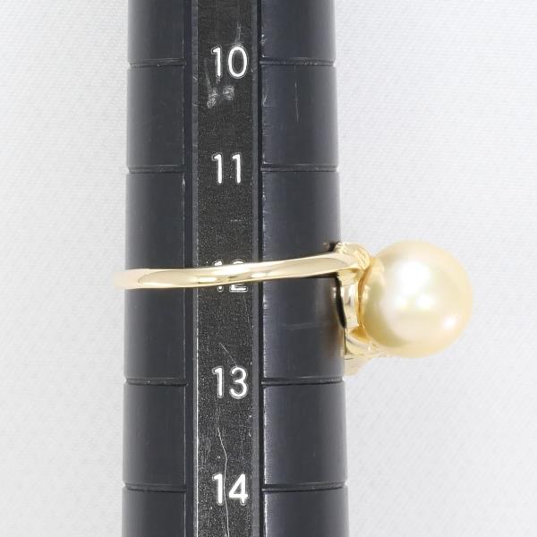 14K Yellow Gold Pearl Ring with Diamond in Excellent Condition