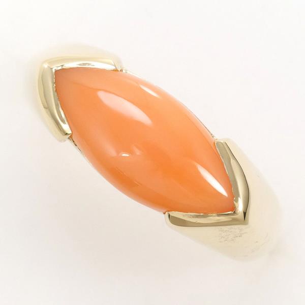 14K Yellow Gold Coral Ring Size 13.5 in Excellent Condition