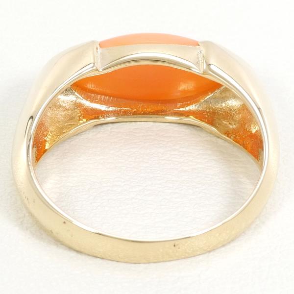 14K Yellow Gold Coral Ring Size 13.5