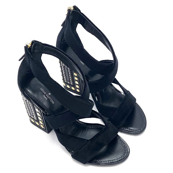 Louis Vuitton Black Velour Sandals in Great Condition