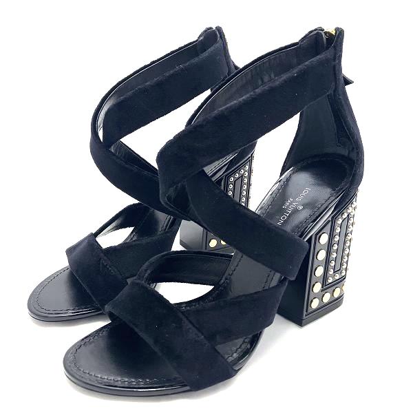 Louis Vuitton Black Velour Sandals in Great Condition