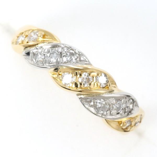 PT900 Platinum K18 Yellow Gold Diamond Ring 5.5 in Excellent Condition